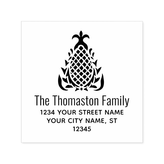 Elegant Ananas #10B Anpassad Returadress för namn Självfärgande Stämpel (Design)