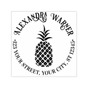 Elegant Ananas #11 Namn Returadress  Självfärgande Stämpel