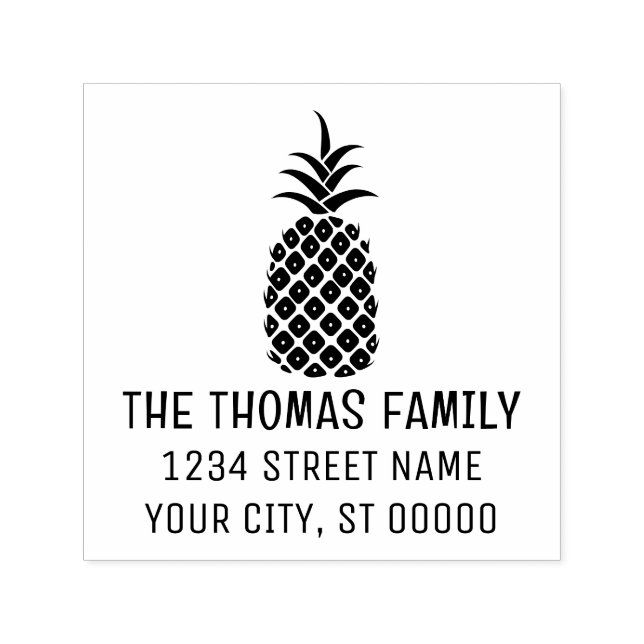 Elegant Ananas #11 Returadress för eget namn Självfärgande Stämpel (Design)