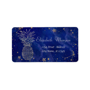 Elegant ananas Coola stjärnor Marinblå Adressetikett