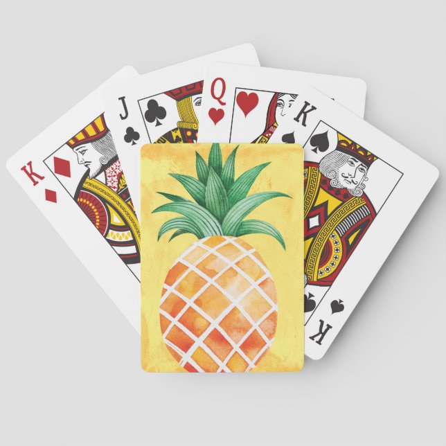 Elegant Ananas Gult Vattenfärg Casinokort (Baksidan)