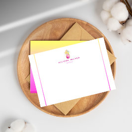 Elegant Ananas i Pinks and Guld Note Card Anteckningskort