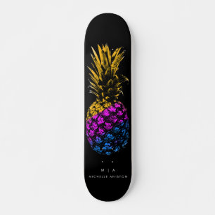 Elegant Ananas Monogram minimal Anpassningsbar sva Mini Skateboard Bräda 18,5 Cm