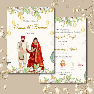 Elegant Anand Karaj-inbjudningskort Inbjudningar