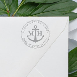 Elegant Anchor Nautical Monogram-Returadress Självfärgande Stämpel