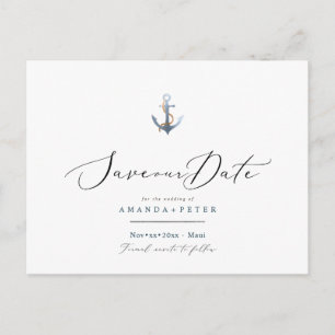 Elegant Anchor, spara datum för Nautiskt Vykort