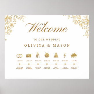 Elegant and Minimal Wedding Order of Events Sign Poster
