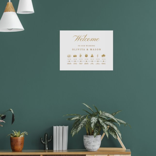 Elegant and Minimal Wedding Order of Events Sign  Poster (Vardagsrum 1)