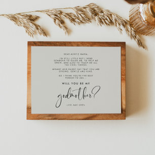 Elegant and modern Will you be my Godmother card Inbjudningar