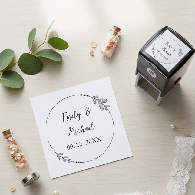 Elegant and Personalized Wedding Stamps – Custom Självfärgande Stämpel (Skapare uppladdad)