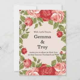 Elegant and romantic,  red roses  wedding inbjudningar