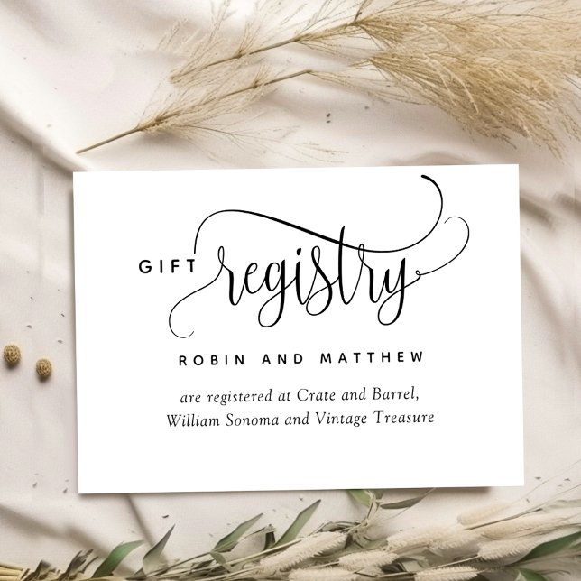 Elegant and Romantic Script Wedding Registry Tilläggskort (Skapare uppladdad)