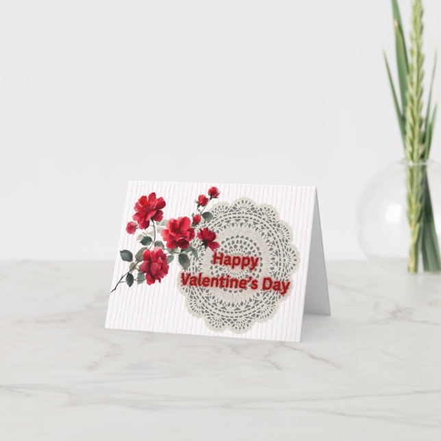 Elegant and romantic Valentine’s Day Card Tack Kort (Framsida)