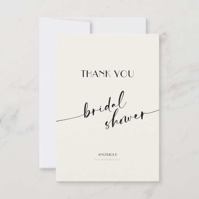 Elegant and Simple - Minimalist Bridal Shower Tack Kort (Framsida)