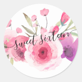 elegant and trendy pink floral typeface runt klistermärke