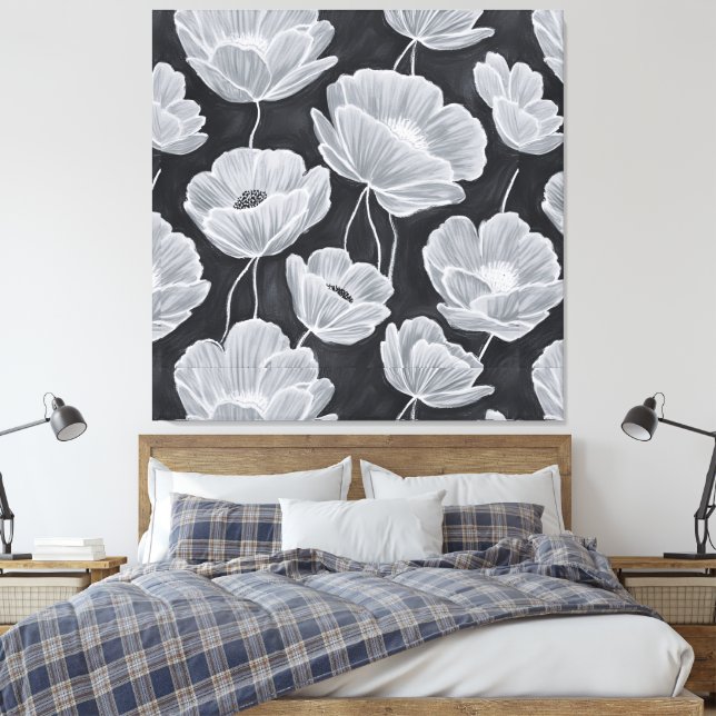 Elegant and Whimsical Poppies Canvastryck (Insitu (sovrum))