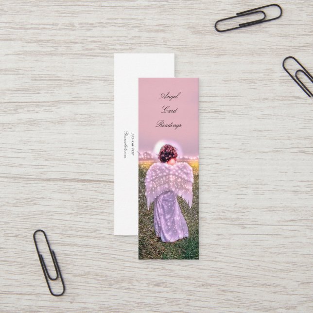 Elegant Andlig Glowing Angel Card Reading Mini Visitkort (Fram/Back In Situ)
