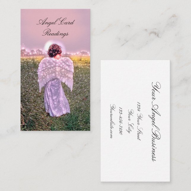 Elegant Andlig Glowing Angel Card Reading Visitkort (Fram/baksida)