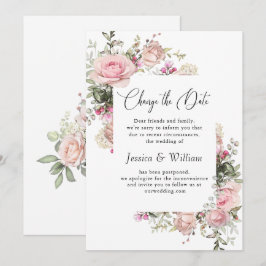 Elegant Ändring av datum Rosor Bröllopsannons Inbjudningar
