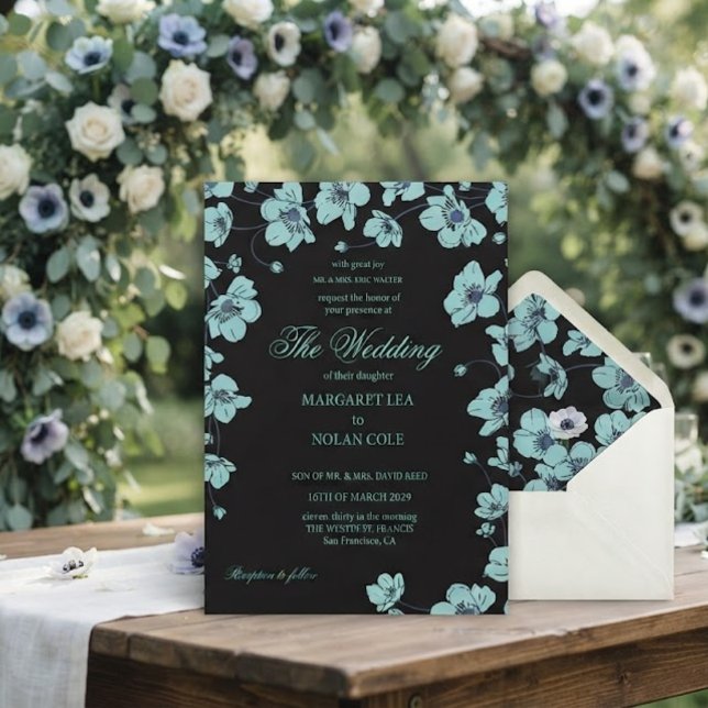 Elegant Anemone Floral Wedding Invitation Inbjudningar (Skapare uppladdad)