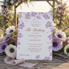 Elegant Anemone Floral Wedding Invitation Inbjudningar