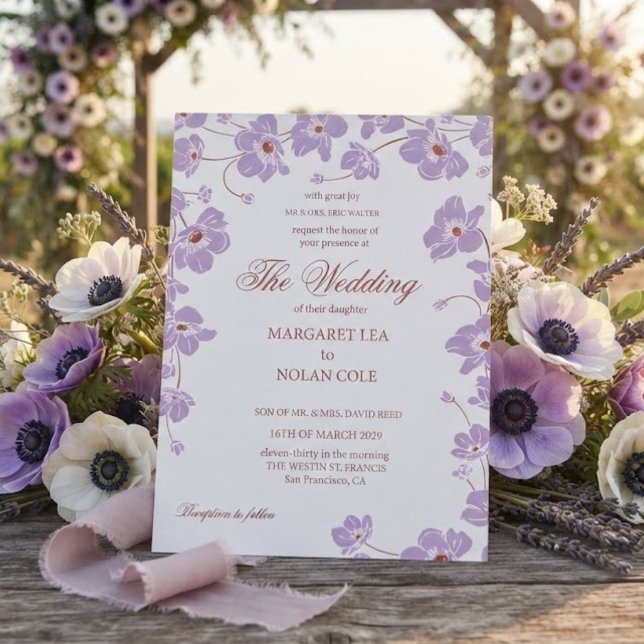 Elegant Anemone Floral Wedding Invitation Inbjudningar (Skapare uppladdad)
