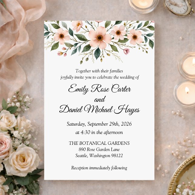Elegant Anemone Wildflower Botanical Wedding  Inbjudningar (Skapare uppladdad)