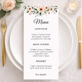 Elegant Anemone Wildflower Botanical Wedding Menu  Meny