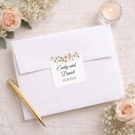 Elegant Anemone Wildflower Wedding  Stic Fyrkantigt Klistermärke