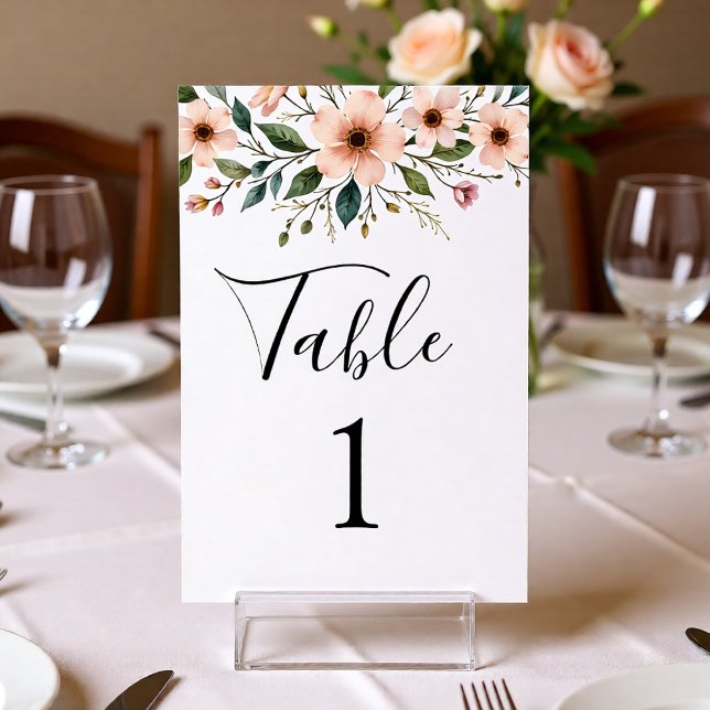 Elegant Anemone Wildflower Wedding Table Number  Bordsnummer (Skapare uppladdad)