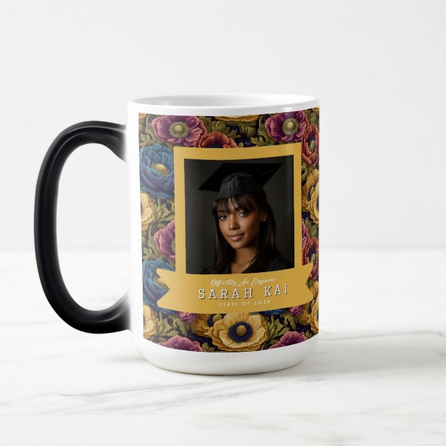 Elegant Anemoner Tryck Barnbarnsdotter Examen Magisk Mugg (Vänster)