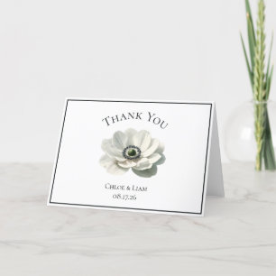 Elegant Anenome Flower Bröllop Black & White Tack Kort