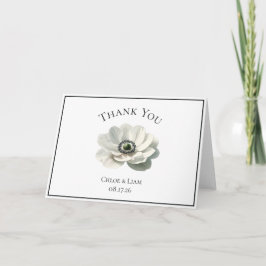 Elegant Anenome Flower Bröllop Black & White Tack Kort