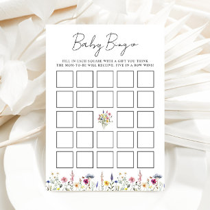Elegant äng med vilda blommor Baby Shower Bingo-ko