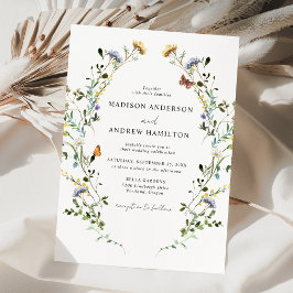 Elegant äng med vilda blommor bröllop inbjudningar