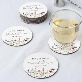 Elegant äng med vilda blommor Bröllopsdusch Underlägg Papper Rund