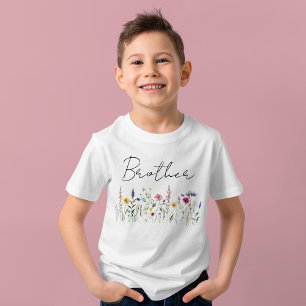 Elegant äng med vilda blommor Bror Baby Shower T Shirt