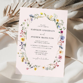 Elegant äng med vilda blommor Brudklänning Rosa Br Inbjudningar