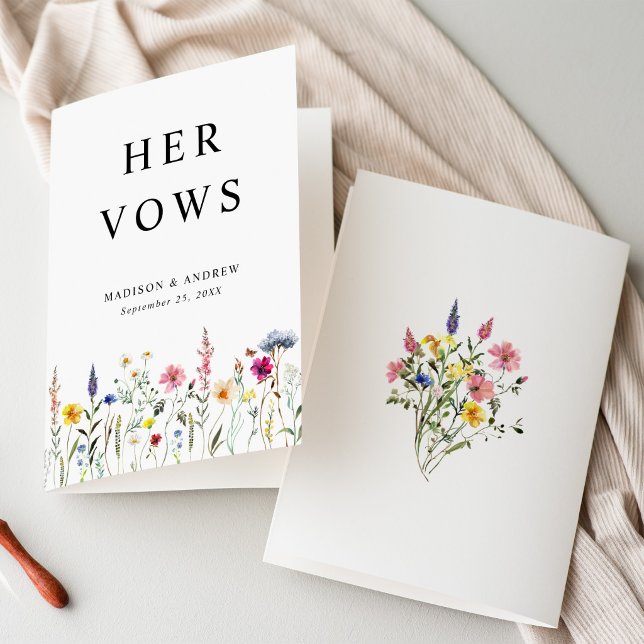 Elegant äng med vilda blommor - Hennes bröllopslöf Kort (Skapare uppladdad)