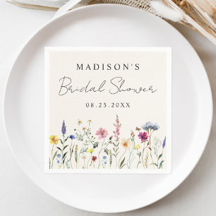 Elegant äng med vilda blommor kräm Bröllopsdusch Pappersservett