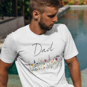 Elegant äng med vilda blommor Pappa Baby Shower T Shirt