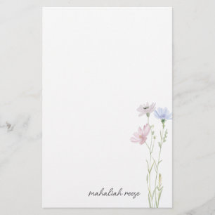 Elegant äng med vilda blommor, personlig kalligraf brevpapper