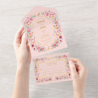 Elegant äng med vilda blommor vår trädgård bröllop