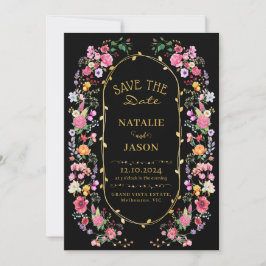 Elegant äng med vilda blommor vår trädgård bröllop spara datumet