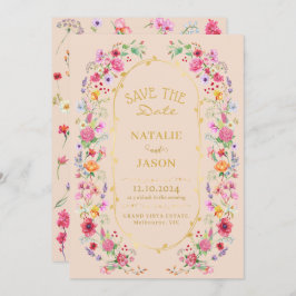 Elegant äng med vilda blommor vår trädgård bröllop spara datumet