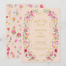 Elegant äng med vilda blommor vårträdgård bröllop spara datumet