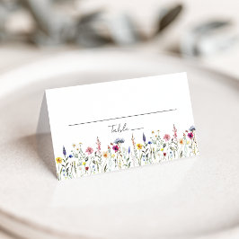 Elegant äng med vildblommor bröllop placeringskort