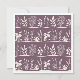 Elegant äng Minimalistisk botanisk siluett Plommon Anteckningskort