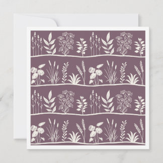 Elegant äng Minimalistisk botanisk siluett Plommon Anteckningskort