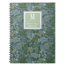 Elegant ängsmonogram anteckningsbok med vilda blom
